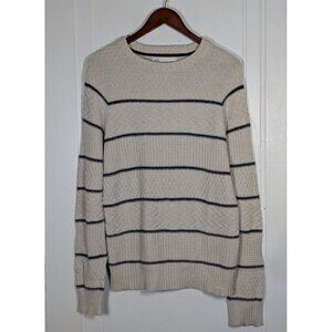 Fat Face Men's Small Pullover Cable Knit Striped Sweater Cotton Chunky Striped